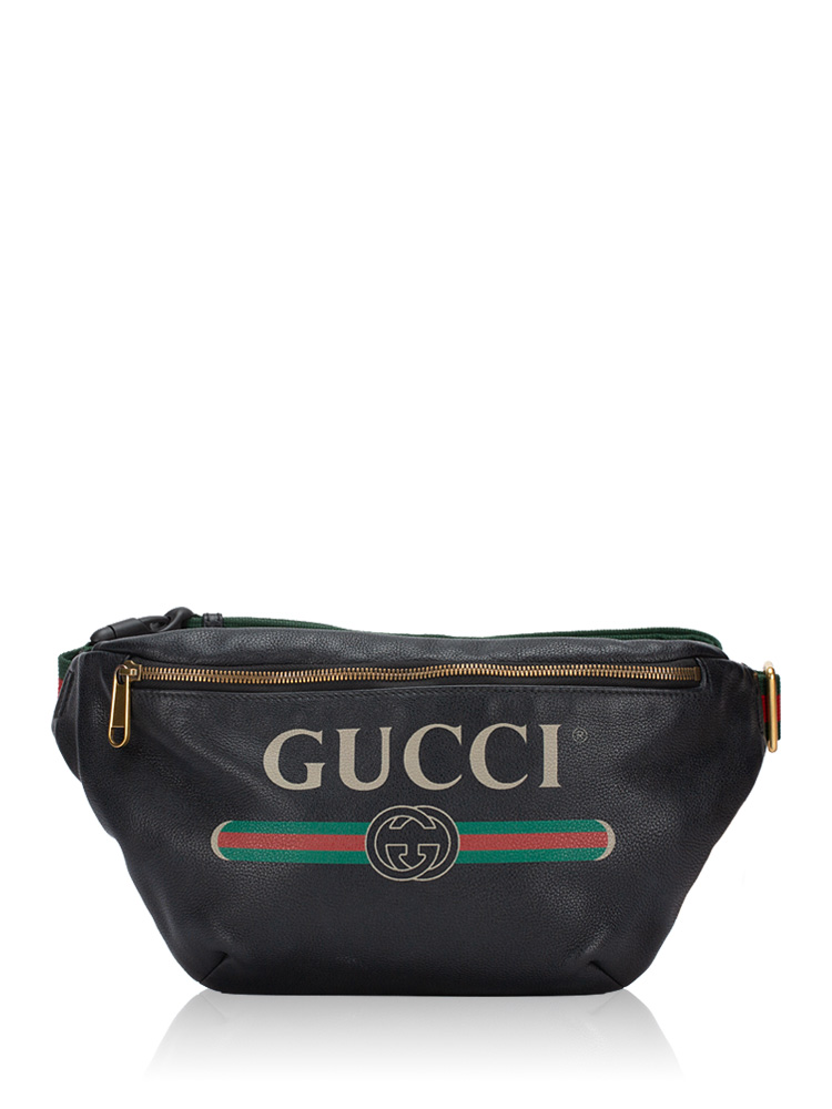 Grained Calfskin Logo Belt Bag Black