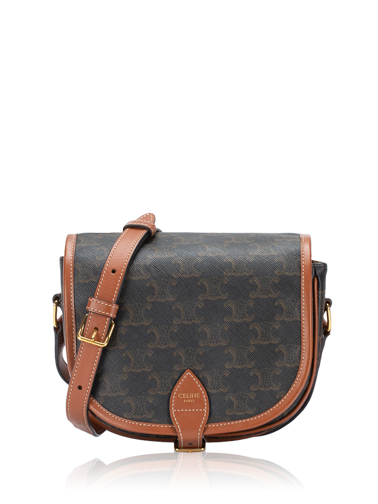 Triomphe Canvas Folco Medium Shoulder Bag Tan