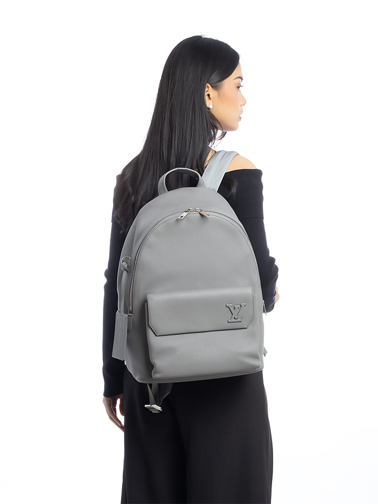 Grained Calfskin Aerogram Takeoff Backpack Grey