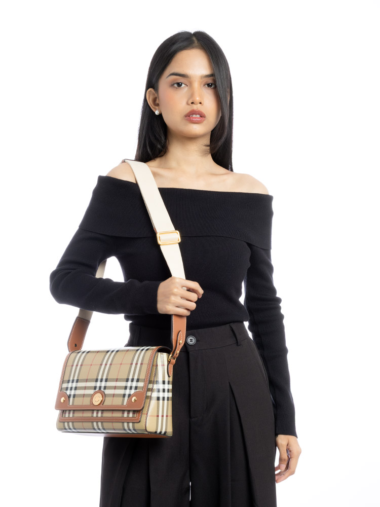 Vintage Check Note Medium Shoulder Bag Briar Brown
