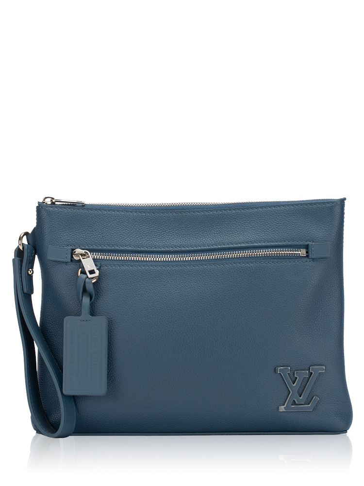 Calfskin Aerogram Takeoff Pouch Bleu Atlantique