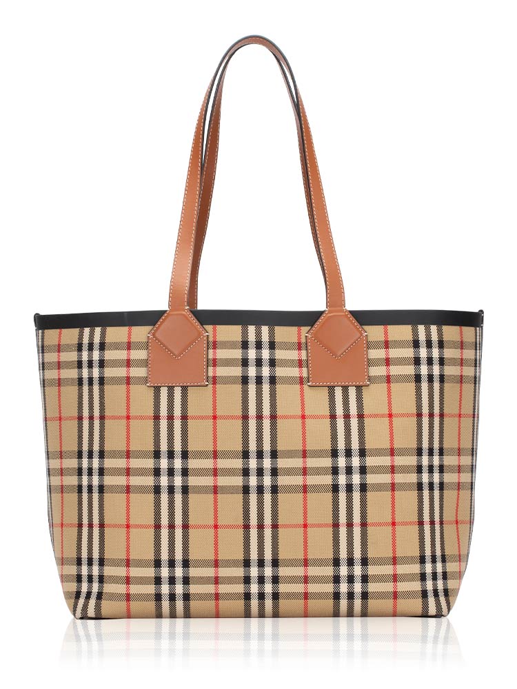 Vintage Check London Medium Tote Briar Brown Black
