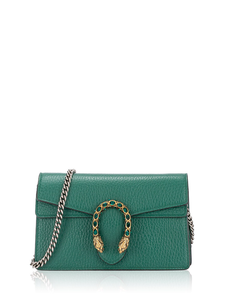 Calfskin Dionysus Super Mini Flap Shoulder Bag Emerald