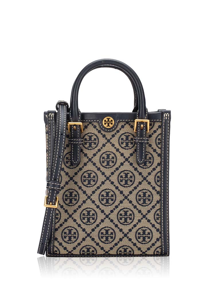 T Monogram Jacquard Mini Tote Tory Navy
