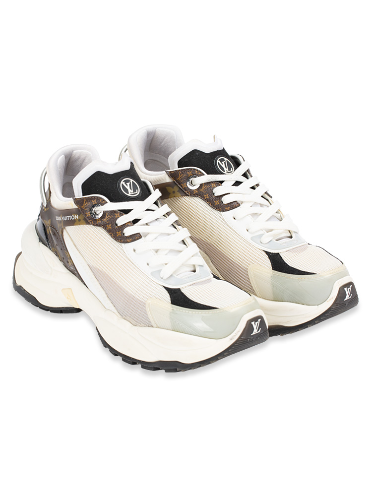 Monogram Calfskin Run 55 Sneakers White Sz 38