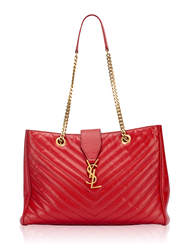 Grain De Poudre Matelasse Monogram Tote Red
