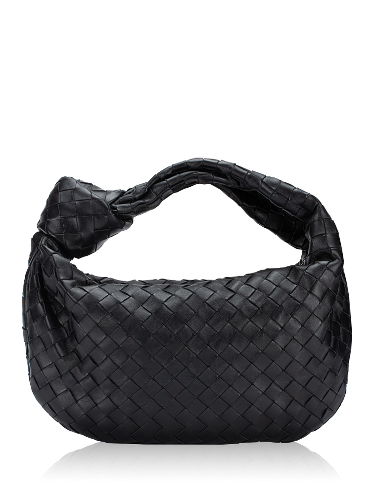 Lambskin Intrecciato Jodie Teen Hobo Black
