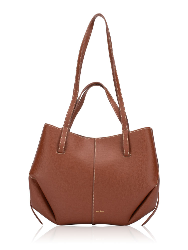 Textured Calfskin Cyme Mini Tote Cognac