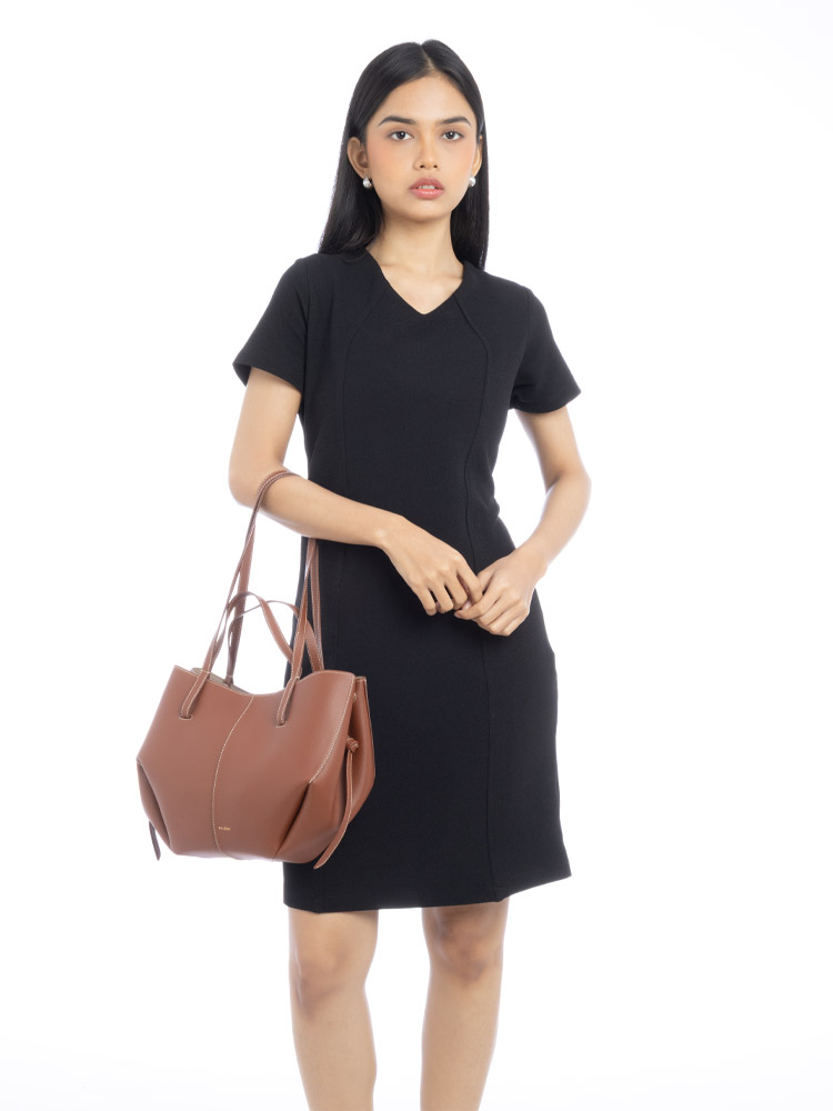 Textured Calfskin Cyme Mini Tote Cognac