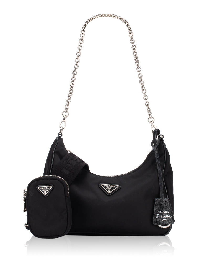 Tessuto Saffiano Re-Edition 2005 Multi Pochette Shoulder Bag Nero