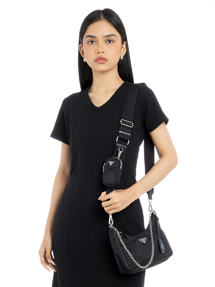 Tessuto Saffiano Re-Edition 2005 Multi Pochette Shoulder Bag Nero