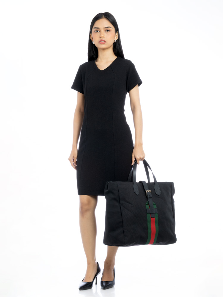Canvas Techno Web Tote Black