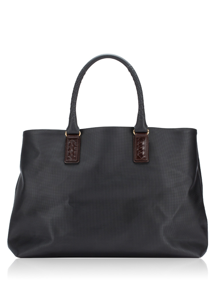 Rubberized Canvas Marco Polo Large Tote Black