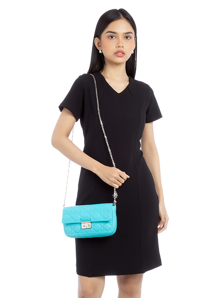 Lambskin Miss Dior Promenade Chain Pouch Turquoise