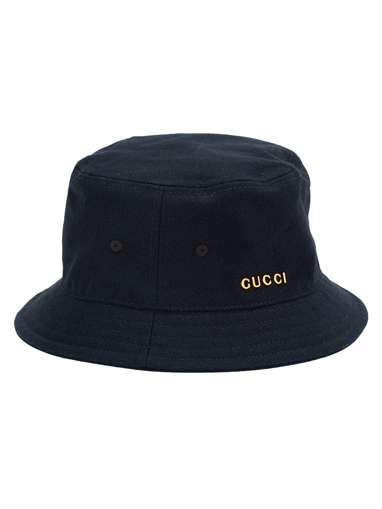 Cotton Metal Logo Bucket Hat Black Sz M