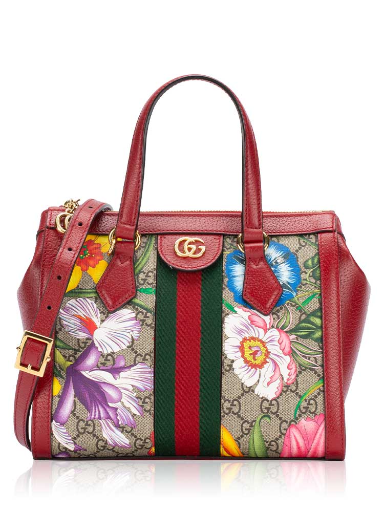 GG Supreme Flora Web Ophidia Small Tote Red