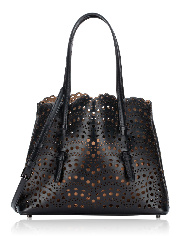 Lux Calfskin Vienne Wave Mina 25 Tote Black