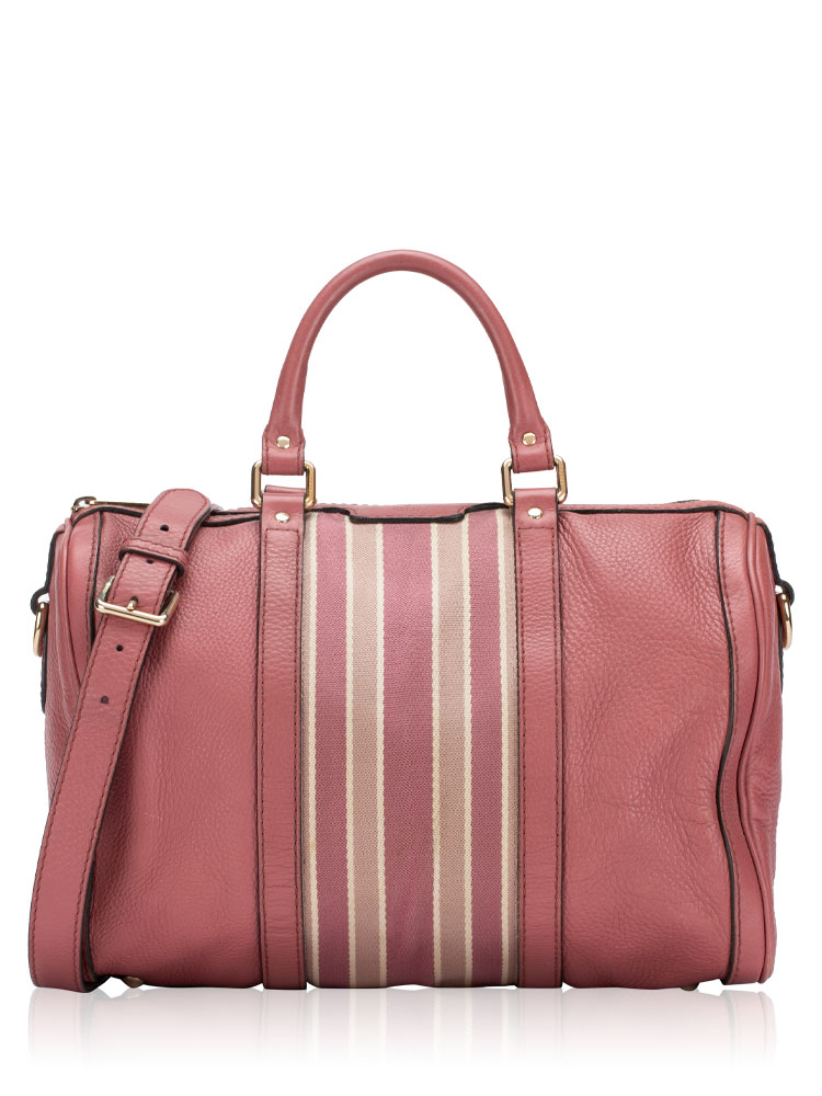 Calfskin Vintage Web Medium Boston Bag with Strap Old Rose