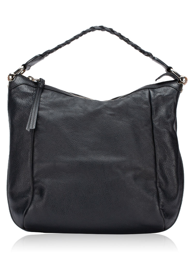 Calfskin Bamboo Bar Medium Hobo Black