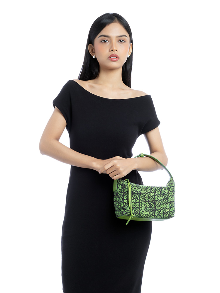 Jacquard Anagram Cubi Small Shoulder Bag Apple Green