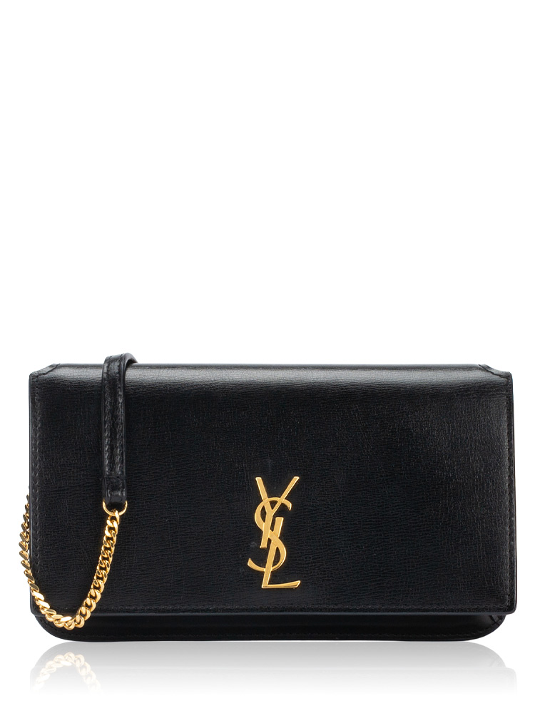 Smooth Calfskin Monogram Phone Crossbody Black