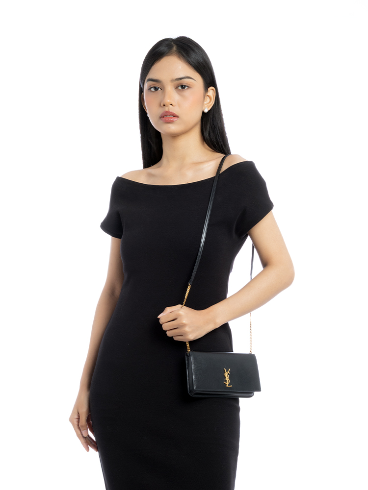 Smooth Calfskin Monogram Phone Crossbody Black