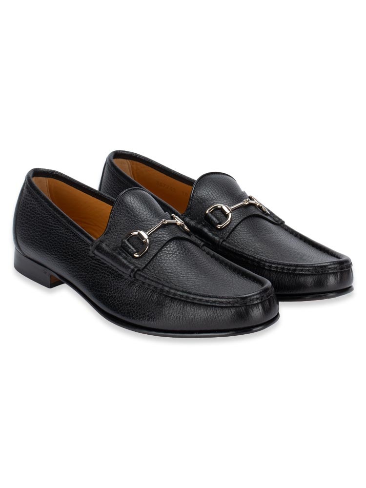 Men Calfskin Horsebit Loafers Black Sz 10