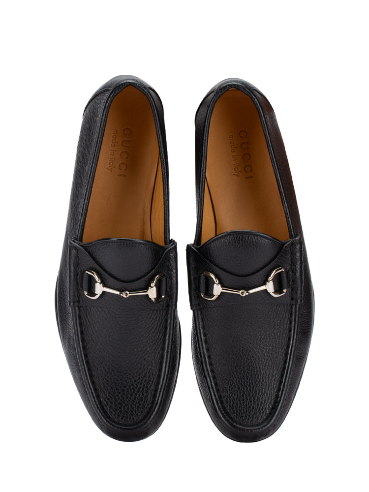Men Calfskin Horsebit Loafers Black Sz 10