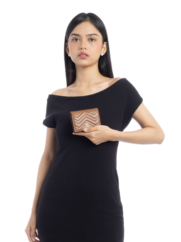 Calfskin Matelasse GG Marmont Mini Wallet Cuir