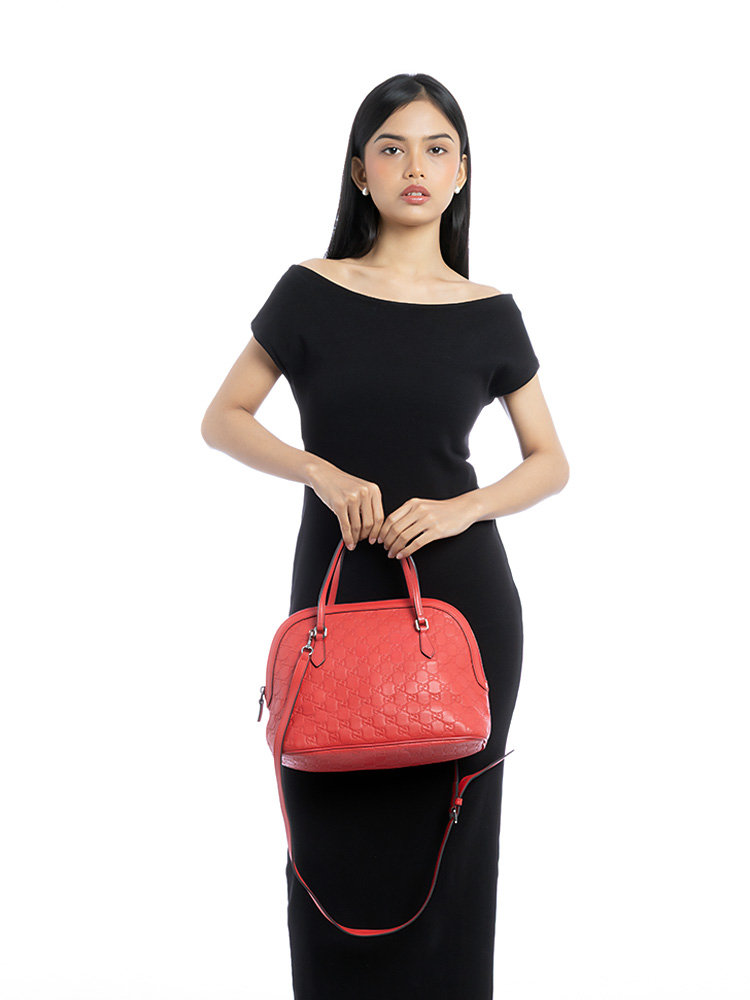 Guccissima Dome Top Handle Bag Poppy Red