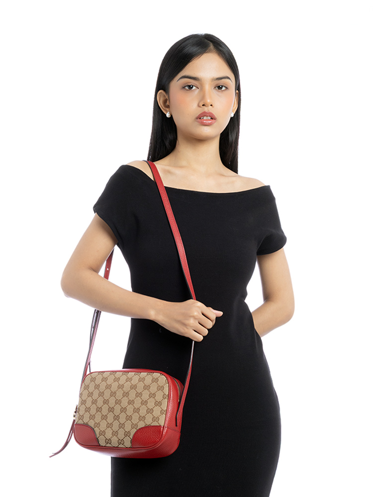 GG Canvas Bree Camera Bag Beige Red