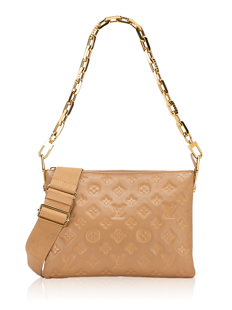 Lambskin Monogram Coussin PM Camel