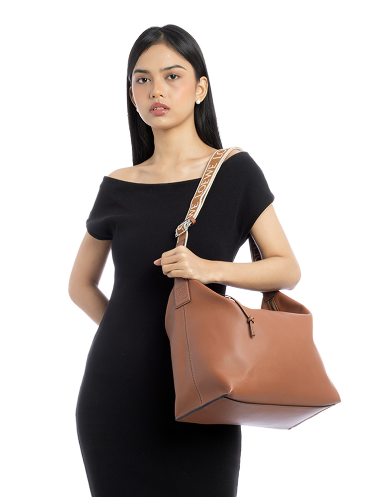 Supple Smooth Calfskin Cubi Crossbody Tan