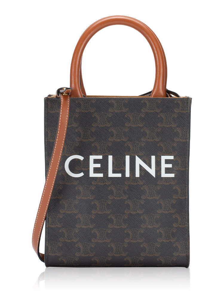 Triomphe Canvas Vertical Mini Cabas Tan