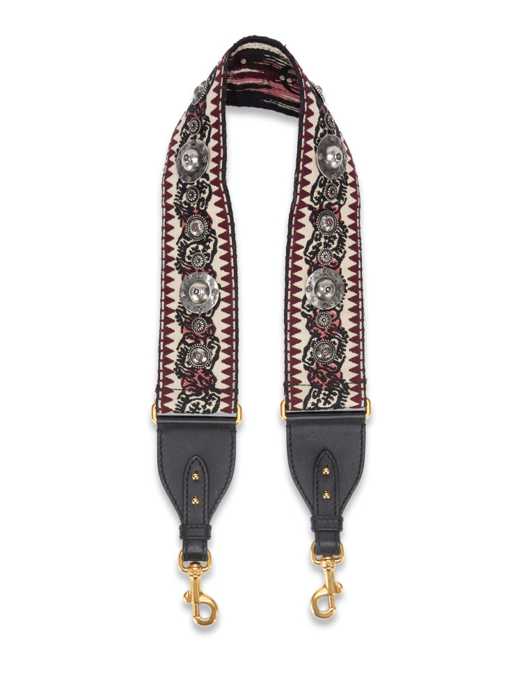 Canvas Embroidered Bohemian Studded Shoulder Strap Red