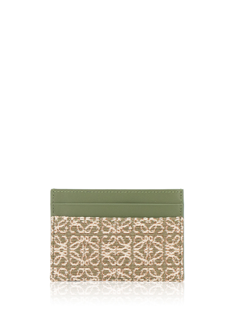 Calfskin Jacquard Anagram Cardholder Avocado Green