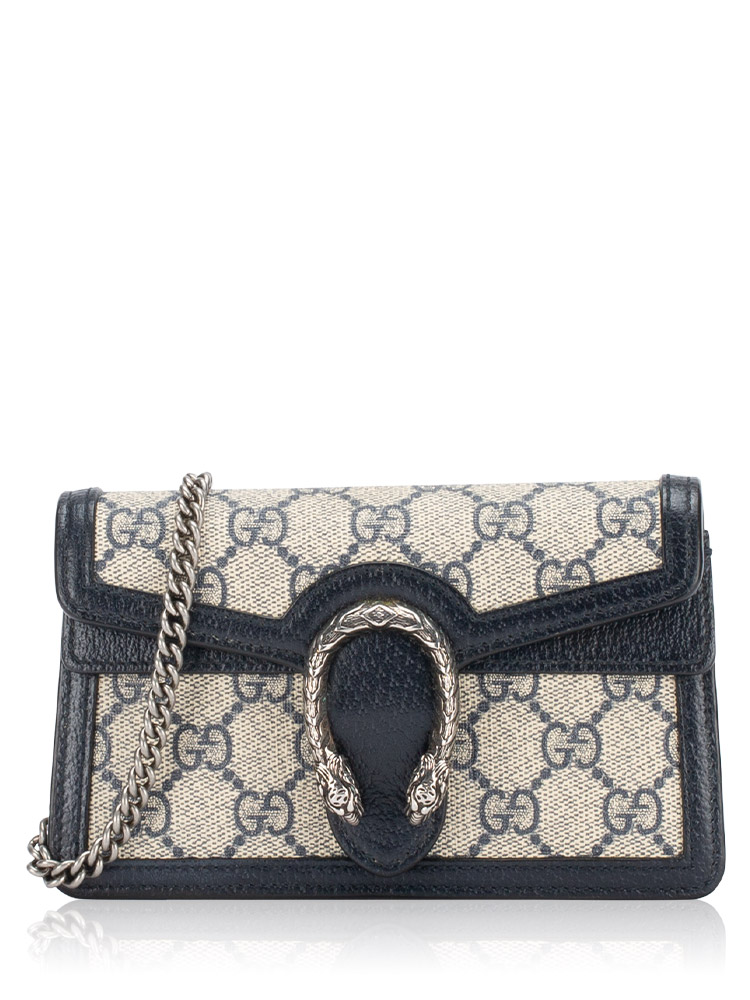 GG Supreme Dionysus Super Mini Flap Shoulder Bag Beige Navy