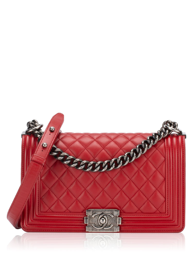 Lambskin Medium Boy Flap Bag Red
