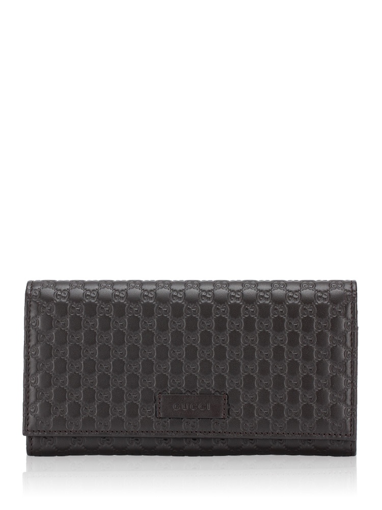 Soft Microguccissima Continental Wallet Dark Brown