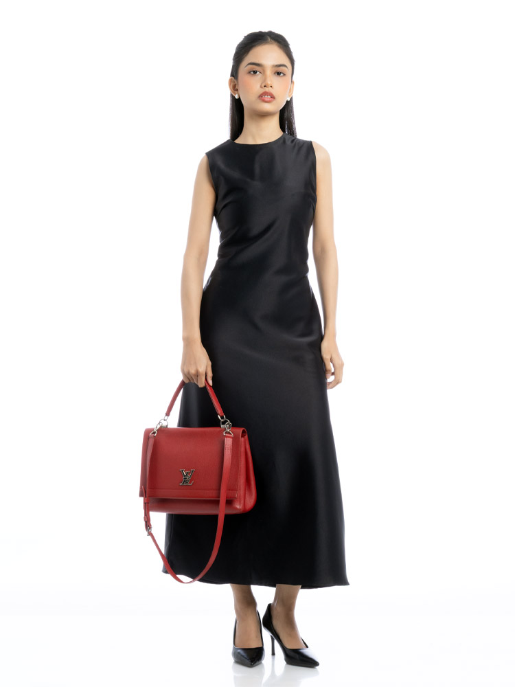 Calfskin Lockme II Top Handle Rubis