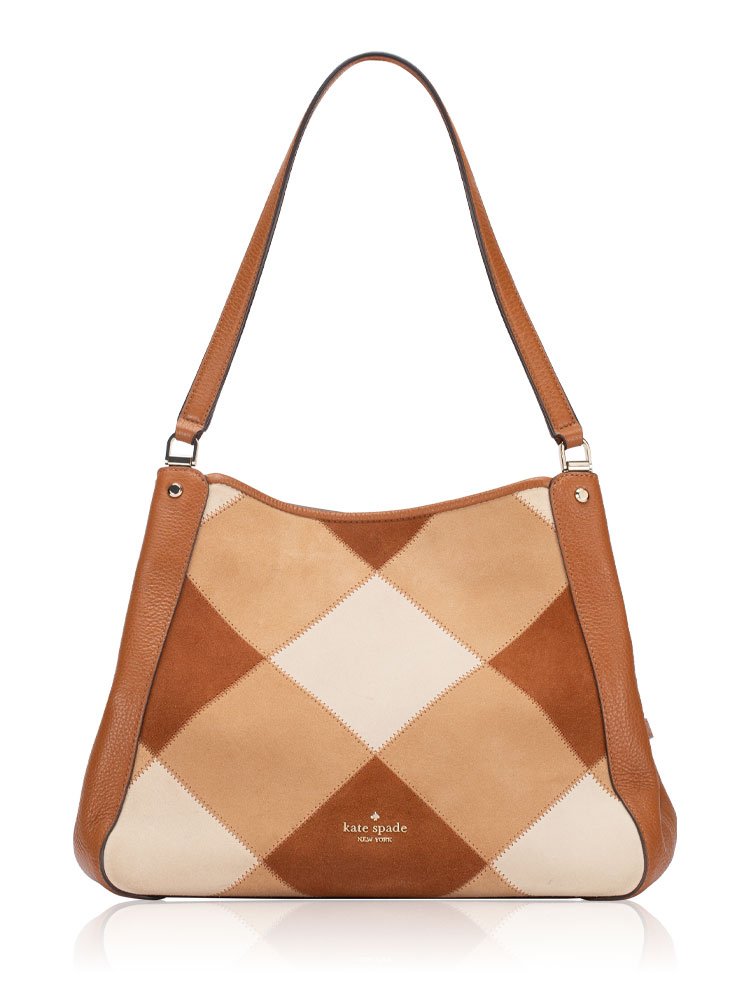 Leila Patchwork Triple Compartment Shoulder Bag Warm Gingerbread