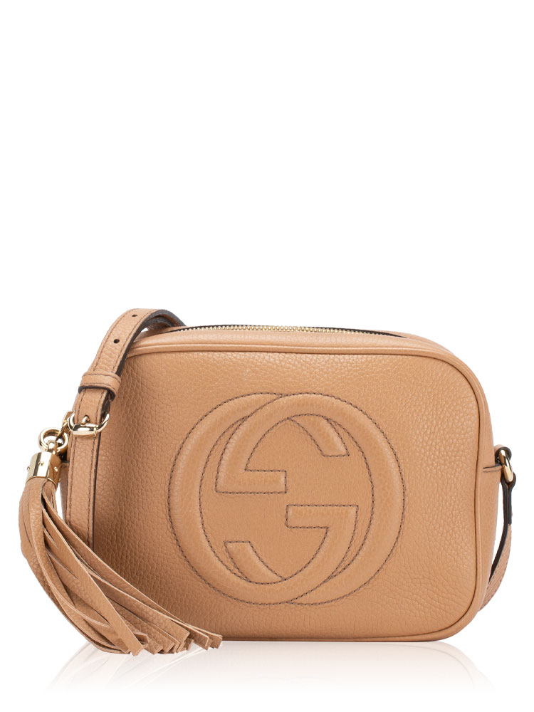 Pebbled Calfskin Small Soho Disco Bag Camelia