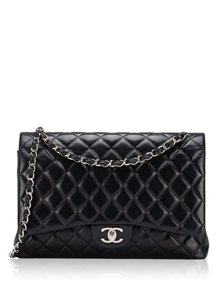 Lambskin Classic Maxi Double Flap Bag Black