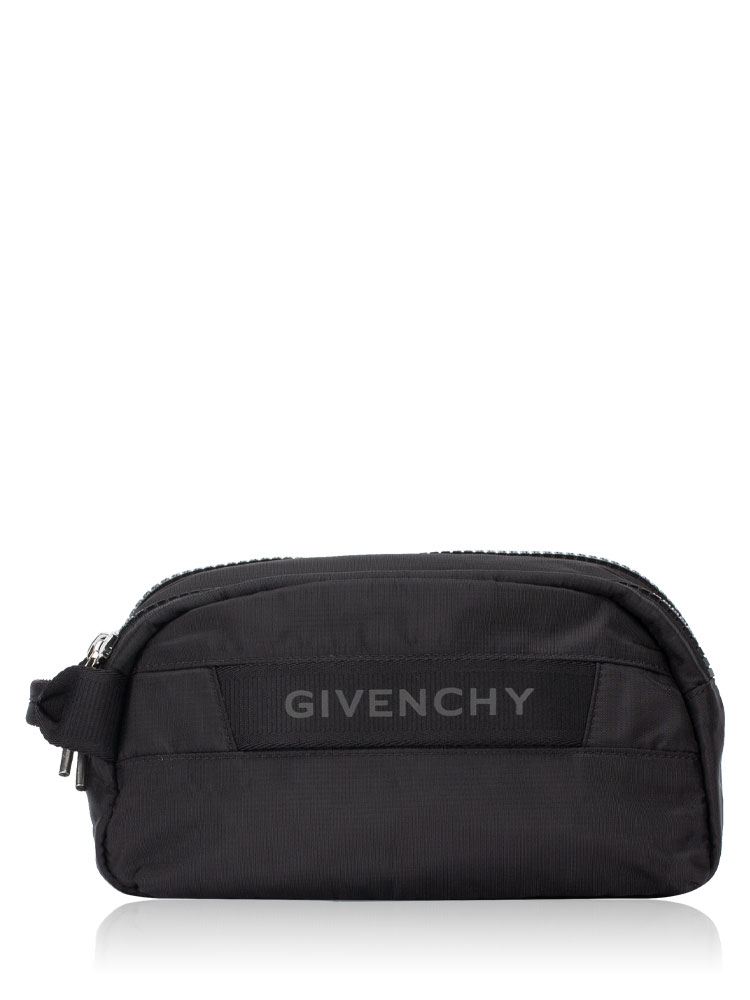 Nylon Double G-Zip Toilet Pouch Black