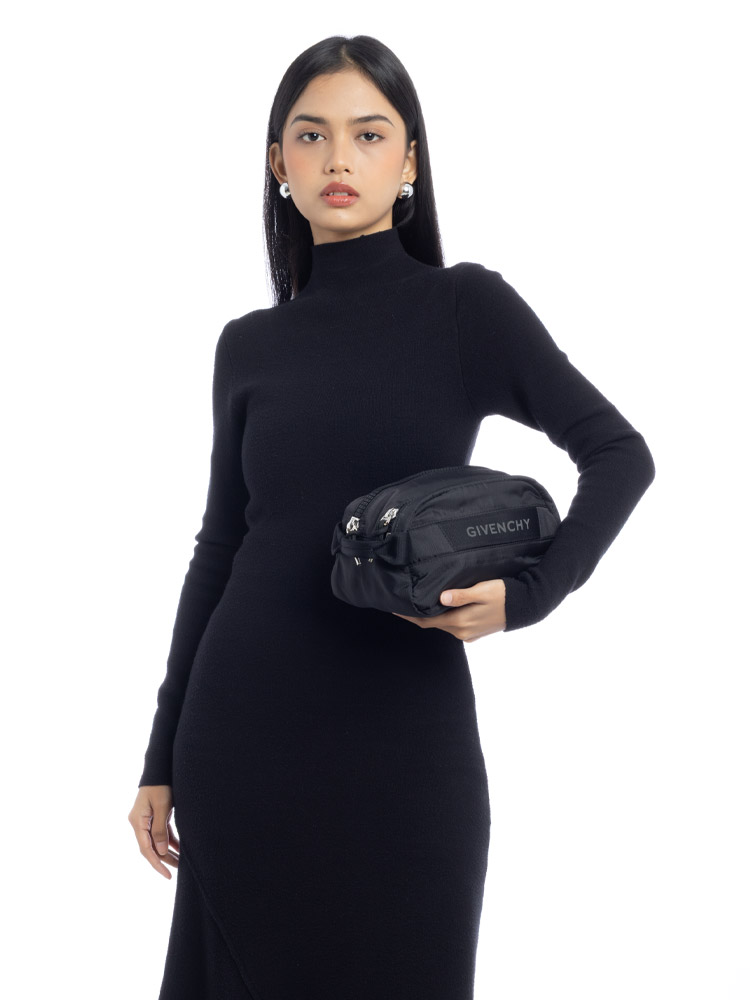 Nylon Double G-Zip Toilet Pouch Black