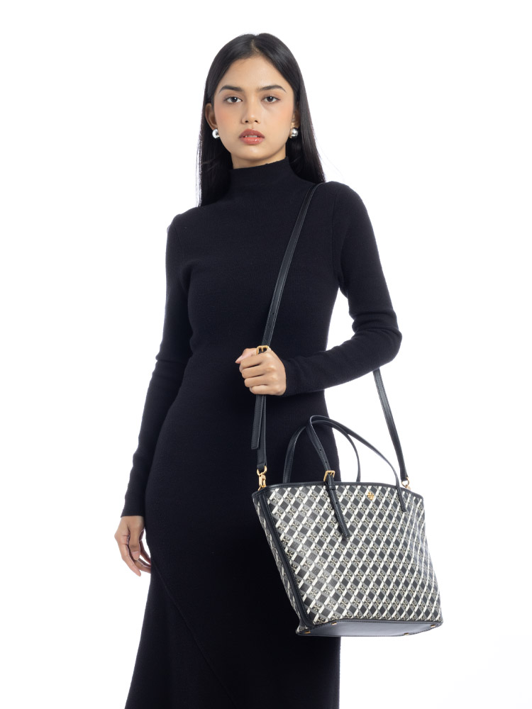 Geo Logo Allover Mini Zip Tote Black