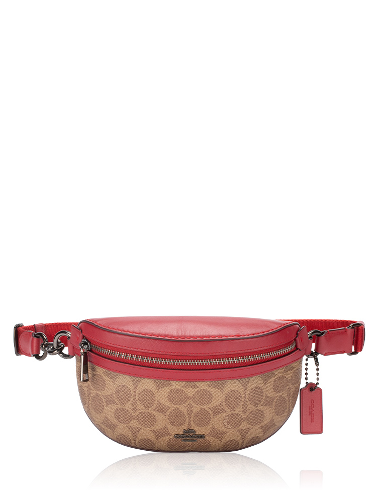 39937 Signature Belt Bag Tan Red Apple