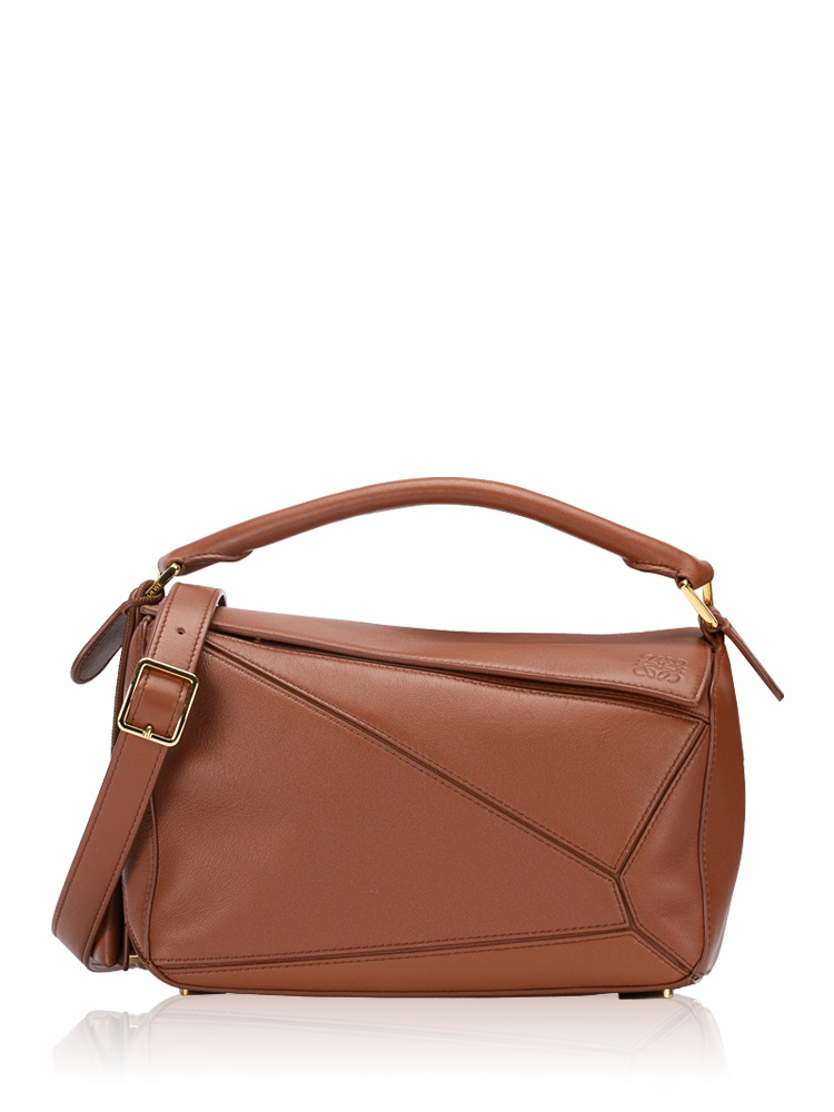 Nappa Lambskin Featherlight Small Puzzle Bag Pecan