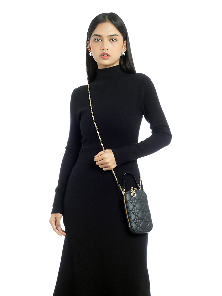 Lambskin Lady Dior Call'in Phone Crossbody Black