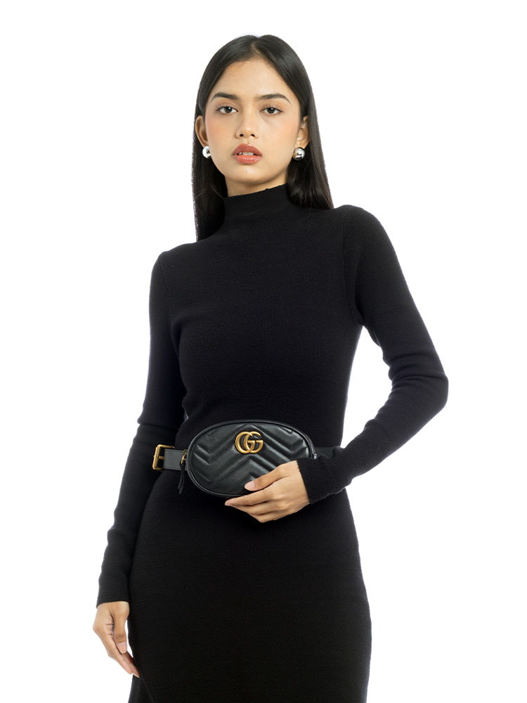 GG Marmont Matelasse Belt Bag Black Sz 85